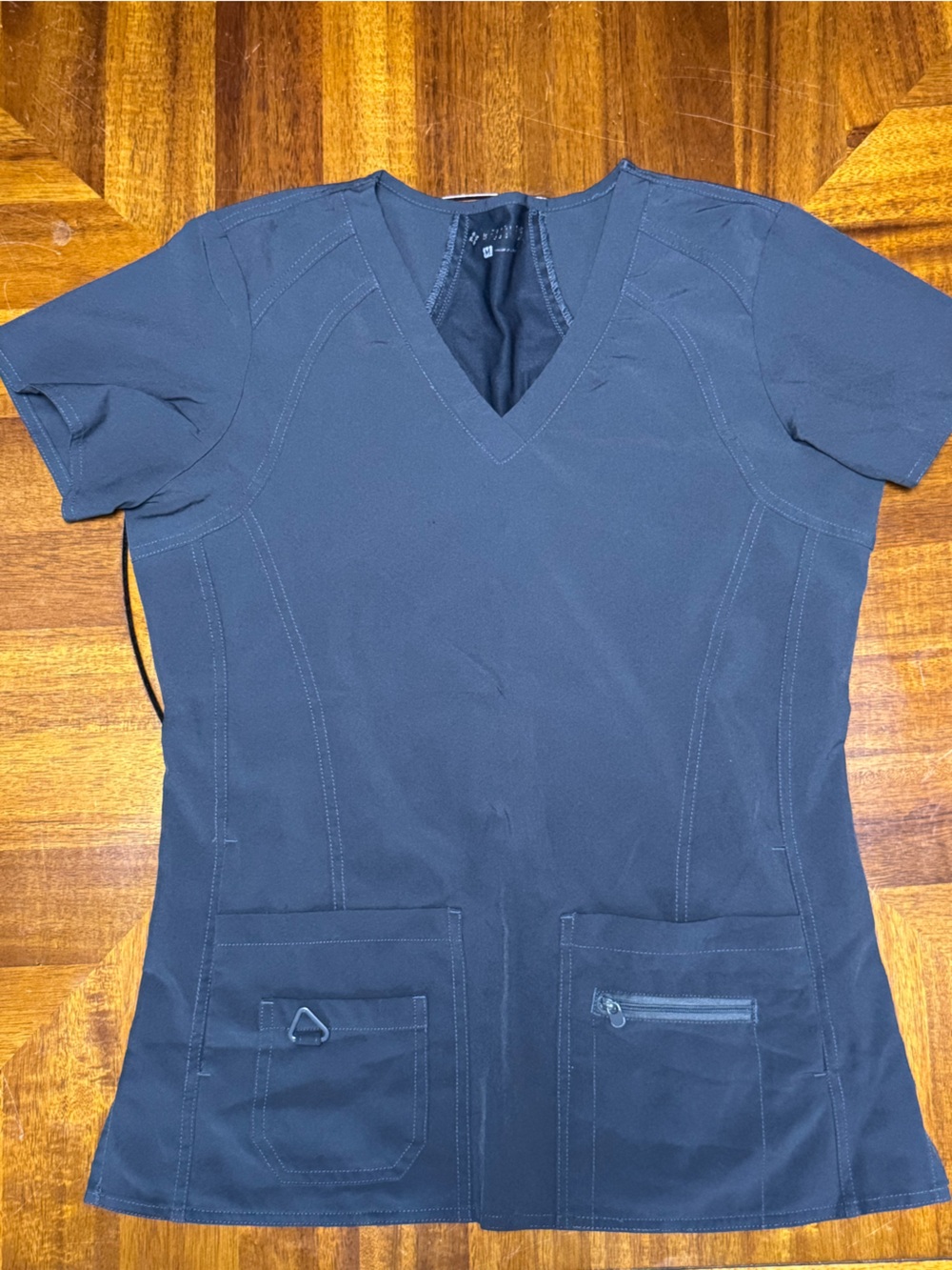 Grey Women's Cargo Scrub Top with Utility Pockets